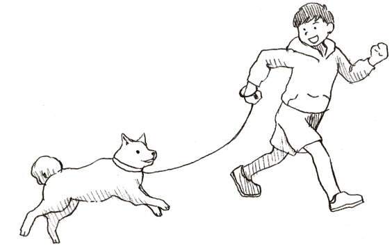 男の子と犬のイラスト